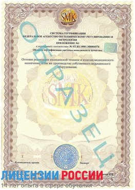 Образец сертификата соответствия (приложение) Беслан Сертификат ISO 13485